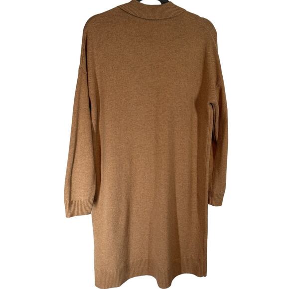 Madewell Polo Sweater Dress Tan Neutral Small Merino Wool Blend Preppy - Picture 3 of 6